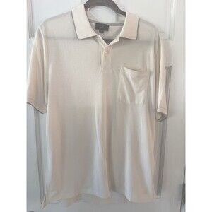 Dunhill Men’s XL Cotton Mulberry Silk Polo Shirt White Cream Portugal Luxury